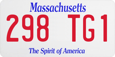 MA license plate 298TG1