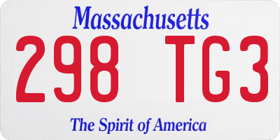 MA license plate 298TG3