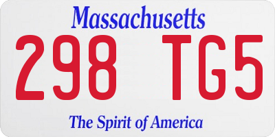 MA license plate 298TG5