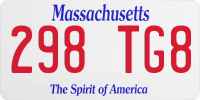MA license plate 298TG8