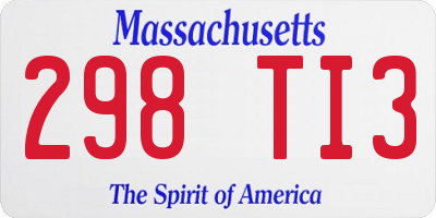 MA license plate 298TI3