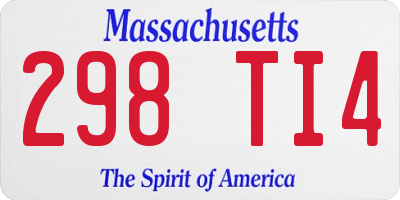 MA license plate 298TI4