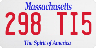 MA license plate 298TI5