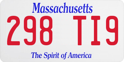 MA license plate 298TI9