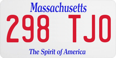 MA license plate 298TJ0