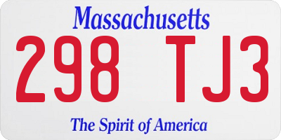 MA license plate 298TJ3