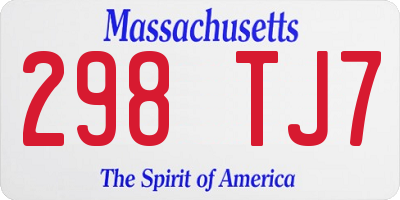 MA license plate 298TJ7