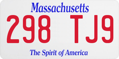 MA license plate 298TJ9
