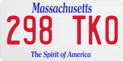 MA license plate 298TK0