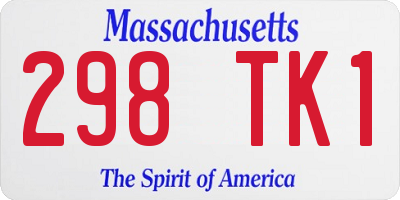 MA license plate 298TK1