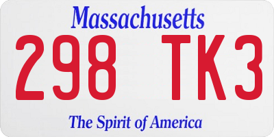 MA license plate 298TK3