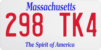 MA license plate 298TK4