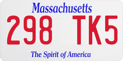 MA license plate 298TK5