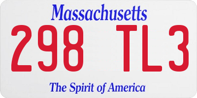 MA license plate 298TL3