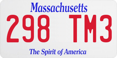 MA license plate 298TM3