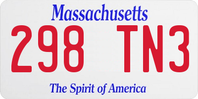 MA license plate 298TN3