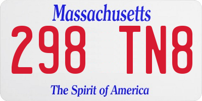 MA license plate 298TN8