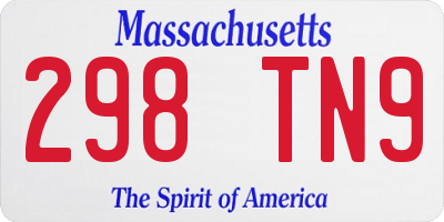 MA license plate 298TN9