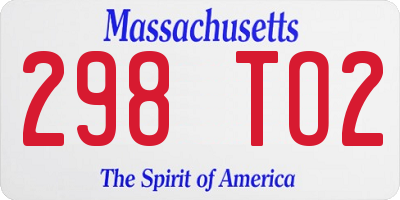 MA license plate 298TO2