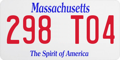 MA license plate 298TO4
