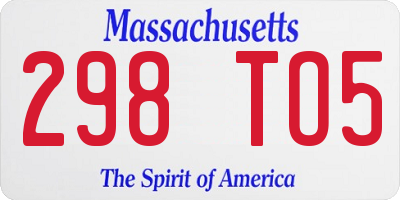 MA license plate 298TO5