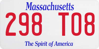 MA license plate 298TO8