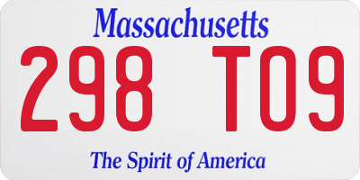 MA license plate 298TO9