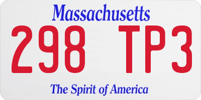 MA license plate 298TP3
