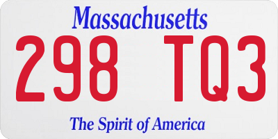 MA license plate 298TQ3