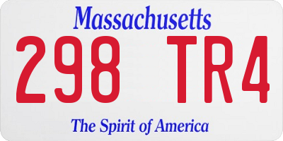 MA license plate 298TR4