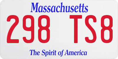 MA license plate 298TS8