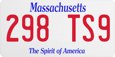 MA license plate 298TS9