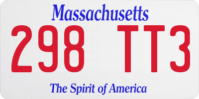 MA license plate 298TT3