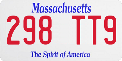 MA license plate 298TT9