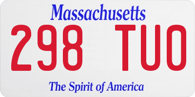 MA license plate 298TU0