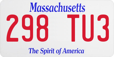 MA license plate 298TU3