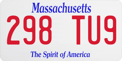 MA license plate 298TU9