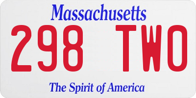 MA license plate 298TW0