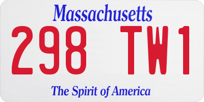 MA license plate 298TW1