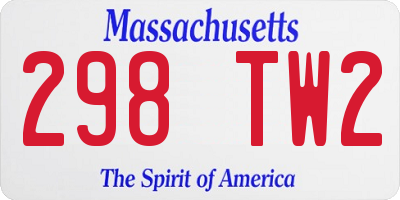 MA license plate 298TW2