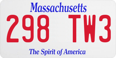 MA license plate 298TW3
