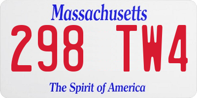 MA license plate 298TW4