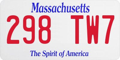 MA license plate 298TW7