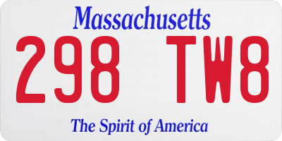 MA license plate 298TW8