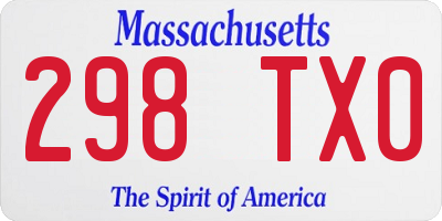 MA license plate 298TX0