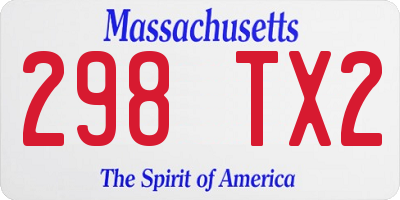 MA license plate 298TX2