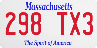 MA license plate 298TX3