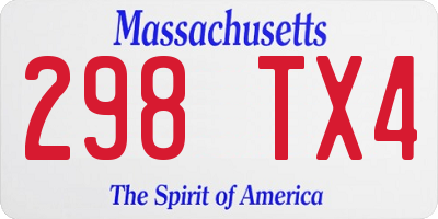 MA license plate 298TX4