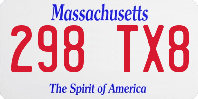 MA license plate 298TX8