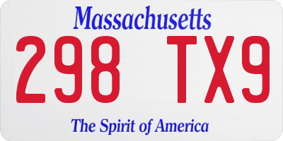MA license plate 298TX9